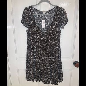 American Eagle black floral babydoll dress